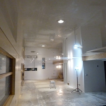 Basement Office transformation with a white high gloss Phoenix Stretch Ceiling