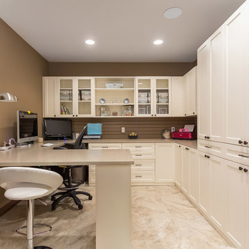 Basement Office with Custom Cabinets
