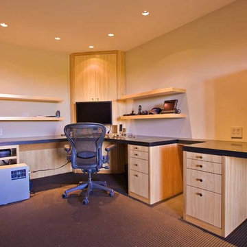 Bay Area home office design with high-end custom cabinets, Woodside
