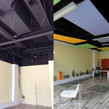 Before and After: Suspended Panels wrapped wth Stretch Ceiling