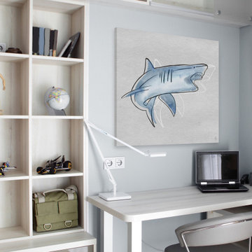 "Big Biting Shark" Painting Print on Wrapped Canvas