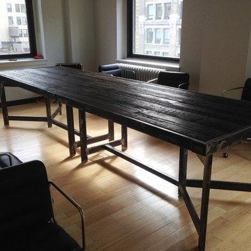 Blackened Steel Rustic Conference Table