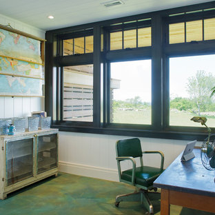 Inspiration pour un bureau traditionnel avec béton au sol et un sol turquoise.