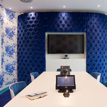 Blue floral Google boardroom