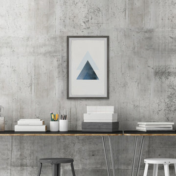 "Blue Triangle Magic" Framed Painting Print