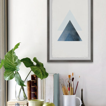 "Blue Triangle Magic" Framed Painting Print