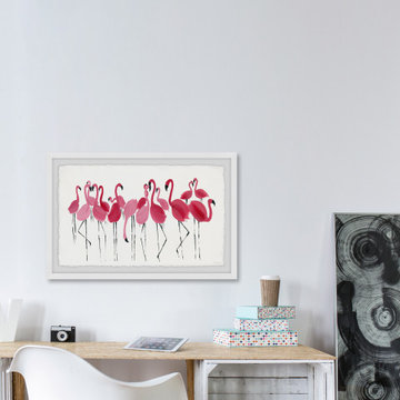 "Blushing Flamingos" Framed Painting Print