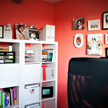 Bold Coral Color in Home Office
