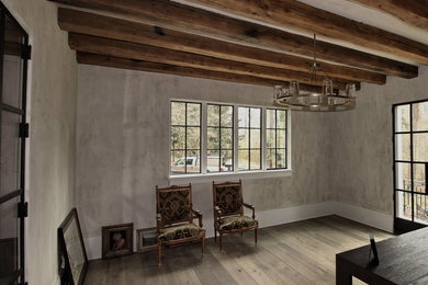 Inspiration for a large mediterranean dark wood floor home office remodel in Atlanta