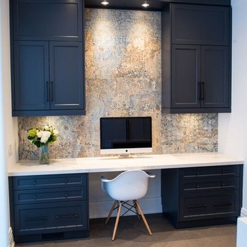 Built in Desk in Kitchen, Under Cabinet Lighting