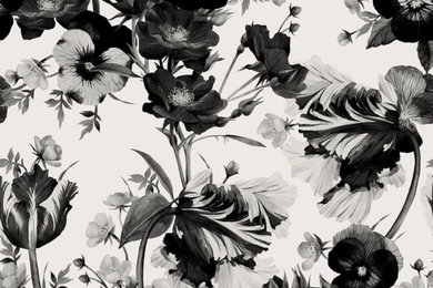 Buy Online Black and White Floral Design Wallpaper for Office And Home Decor
