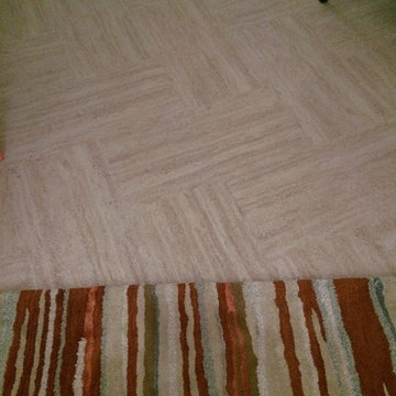 Check out the pattern of the vinyl tile flooring!