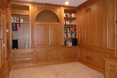 Cherry Home Library with French doors