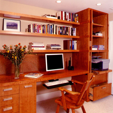 Cherry Home Office with open storage armoire