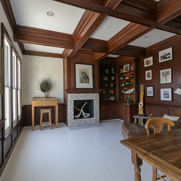 Coffered Ceilings - Mahogany - Office Ceiling- Stained Beams - Dark
