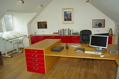 Design ideas for a contemporary home office in Manchester.