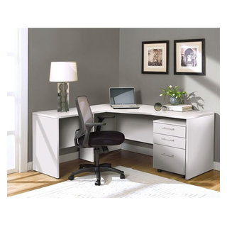 Collection Corner L Shaped Desk with Mobile Pedestal White