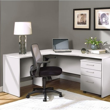 Collection Corner L Shaped Desk with Mobile Pedestal, White