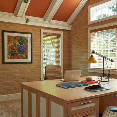 Transitional freestanding desk home office photo in Minneapolis
