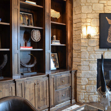 Corner Fireplace featuring Fireplace featuring Weston Cream Natural Stone Veneer