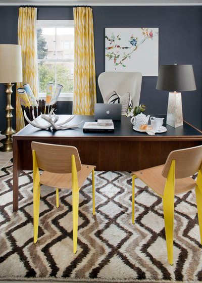 Eclectic Home Office & Library by Jeff Schlarb Design Studio