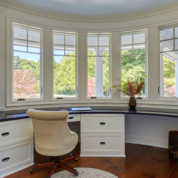 Curved Wall of Casement Windows in Home Office