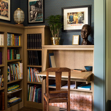 Custom desk and built-ins within Library of a historic Craftsman residence in Sa