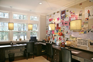 Inspiration for a contemporary built-in desk home office remodel in Boston