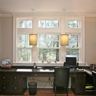 Trendy built-in desk home office photo in Boston