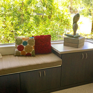 Custom Sunbrella window seat cushion completes home office makeover
