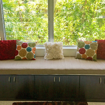 Custom Sunbrella window seat cushion completes home office makeover