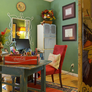 Home office - traditional home office idea in Dallas with green walls