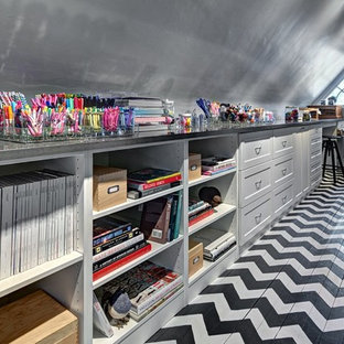 Eclectic multicolored floor home office photo in Minneapolis