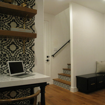 Desk, Kitchen and Stairway with Cement Tile