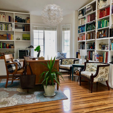 Dining room turned library.