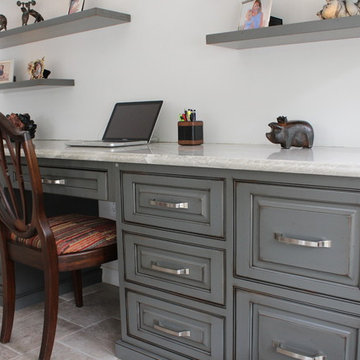 Distressed Desk with Floating Shelves