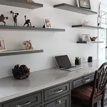 Distressed Desk with Floating Shelves