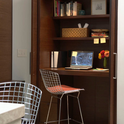 Trendy built-in desk home office photo in Minneapolis