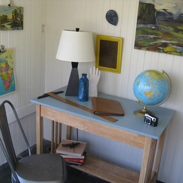 Ecelctic Home Office with Globe, Art and Map