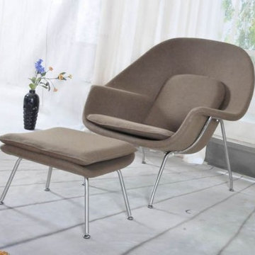 Eero Saarinen Style Womb Chair and Ottoman by Barcelona Designs