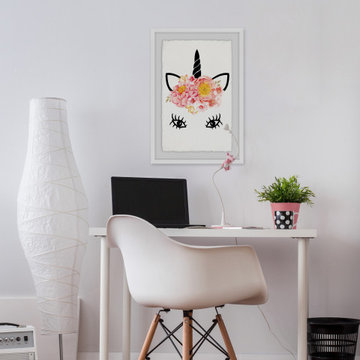 "Flowery Unicorn" Framed Painting Print