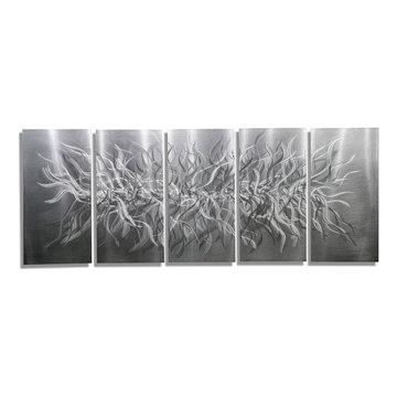 Friction - Large Contemporary All Natural Silver Handmade Modern Metal Wall Art