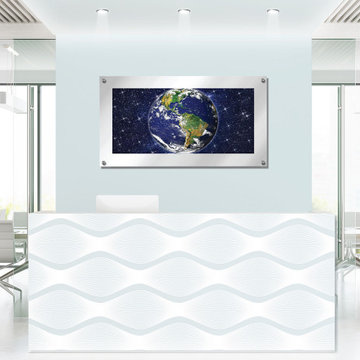 World Universe Satellite Artistic Glass Wall Art