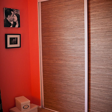 Grass Cloth Covered Closet Doors
