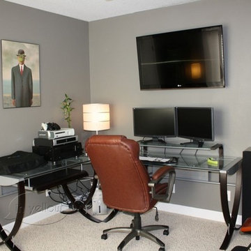 green and grey home office