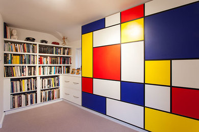 Photo of a medium sized contemporary home office in London.