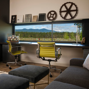 Home office - modern built-in desk home office idea