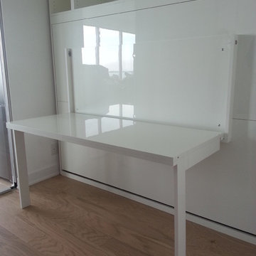 High Gloss White Murphy Bed with desk
