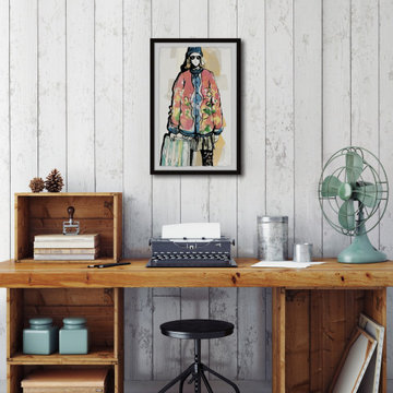"Hippie Girl" Framed Painting Print