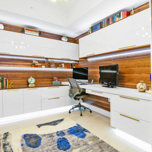 "His" and "Hers" Home Offices for a Couple of World Travelers